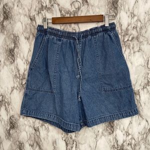 VTG 90's Van Heusen Women's Elastic Drawstring High Waist Denim Jean Shorts Med
